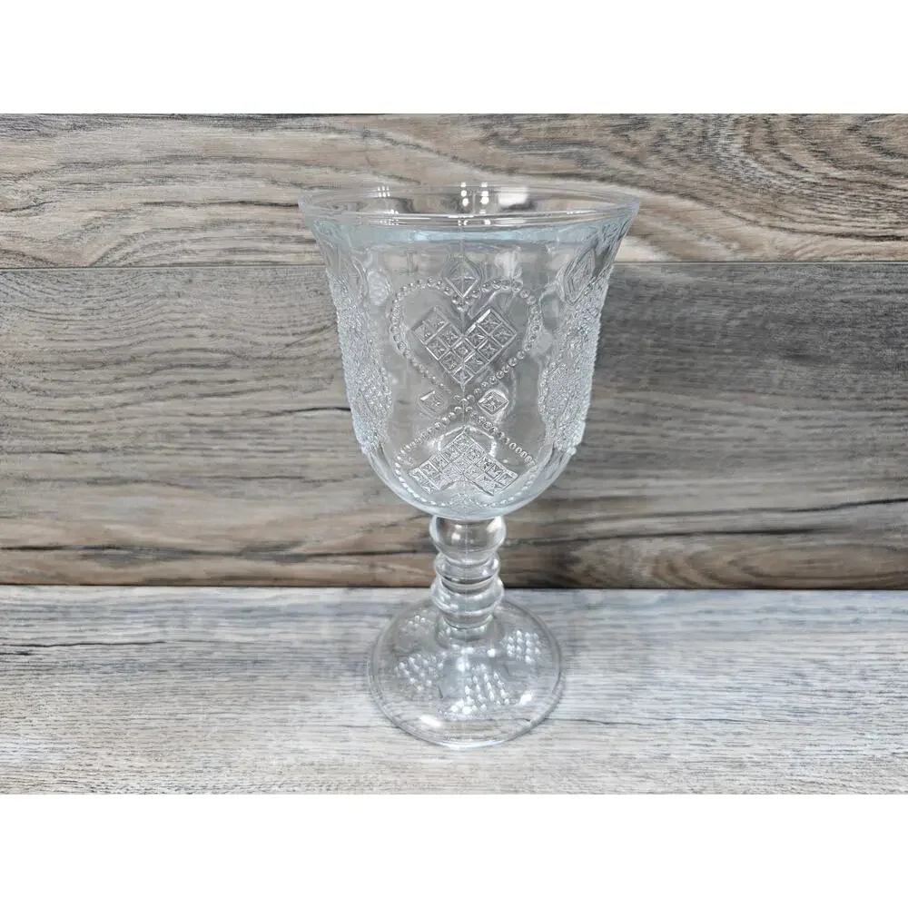 Vintage 1978 Avon Hearts & Diamonds Stemmed Goblet Glass